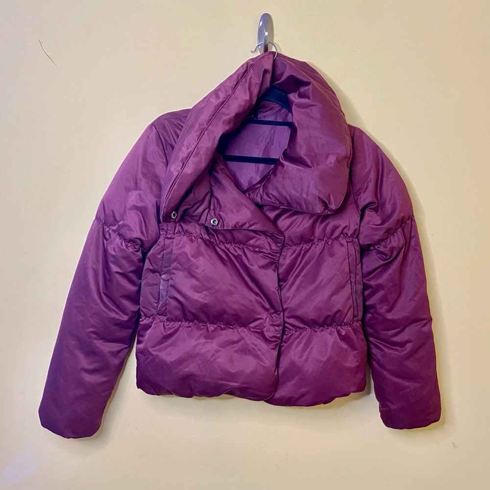 Theory Coat Size Small Cropped Puffer Purple